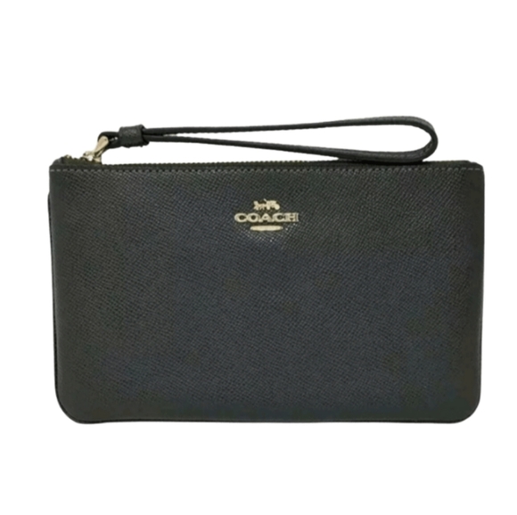 Coach F57465 Large Crossgrain Leather Wristlet, IM/Black